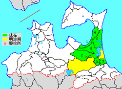 Vị trí huyện Kamikita trên bản đồ tỉnh Aomori