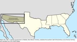 Map of the change to the Confederate States on March 28, 1861