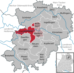 Elhelyezkedése Baden-Württemberg térképén