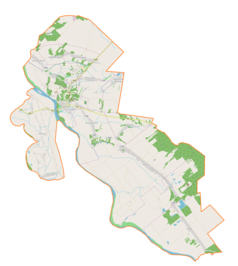 Mapa konturowa gminy Krzeszów, na dole po prawej znajduje się punkt z opisem „Sigiełki”