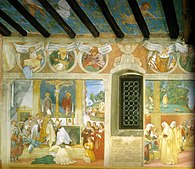 Legende der hl. Brigitta (Ausschnitt mit Familie des Stifters), Fresko, Trescore Balneario, 1524