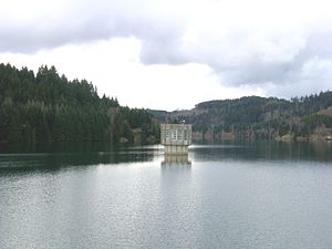 Stausee mit Entnahmeturm