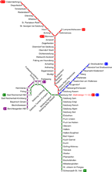 Salzburg S-Bahn network plan.