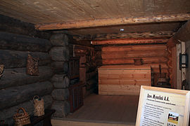 Boardwalk ceiling and floor in izba-dwelling