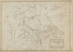 1635 map by Beauplan called Tabula Geographica Ukrainska ("Ukrainian Geographical Table"). North is at the bottom.