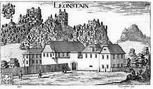 Ruinen und Schloss Leonstein um 1680