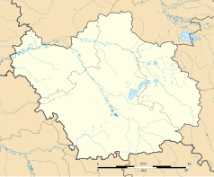 Mapa konturowa Aube, blisko centrum po prawej na dole znajduje się punkt z opisem „Courtenot”