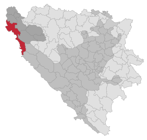 Lage der Gemeinde Bihać in Bosnien und Herzegowina (anklickbare Karte)