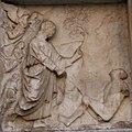 Reliefs der Sockelzone, Szenen aus dem Buch Genesis, links. Erschaffung Adams.