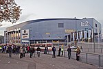 Blick auf die O2 World Hamburg aus Sicht des Volksparkstadion