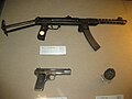 Kim Shin-jo's PPS-43, TT pistol and a hand grenade at the War Memorial of Korea