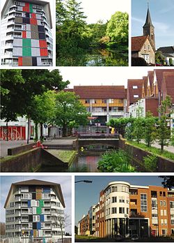 Dari kiri ke kanan;bangunan Highrise, Park Wildenburg, St. Jozefkerk, Kooikersgracht, menara Residential, Biezenkamp