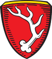 Gemeinde Sachsenkam In Rot eine silberne Hirschstange.