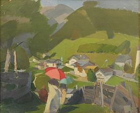 Konrad Westermayr: Ramsau, zwei Damen mit Sonnenschirm (1911)