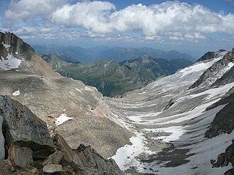 Blick vom Zwischbergenpass ins Zwischbergental