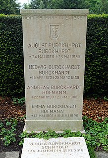 August Burckhardt-Burckhardt (1868–1935) Dr. phil. Historiker, Familiengrab auf dem Friedhof am Hörnli