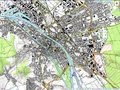 Schummerung und Höhenlinien aus SRTM-Daten in einer OpenStreetMap-Karte (OpenTopoMap)