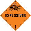 Schild der ADR Gefahrgutklasse 1 – Explosivstoffe und Gegenstände, die Explosivstoffe enthalten