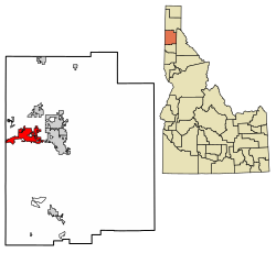 Location of Post Falls in Kootenai County, Idaho