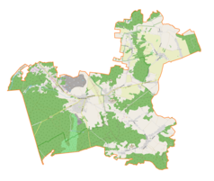 Mapa konturowa gminy Ogrodzieniec, u góry po prawej znajduje się punkt z opisem „Mokrus”