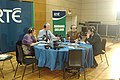 Past to present presenters of Morning Ireland; l–r: Aine Lawlor, Cathal Mac Coille, David Hanly, David Davin-Power