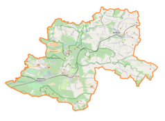 Mapa konturowa powiatu olkuskiego, w centrum znajduje się punkt z opisem „Chrząstowice Olkuskie”