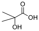 Structuurformule van 2-hydroxyisoboterzuur