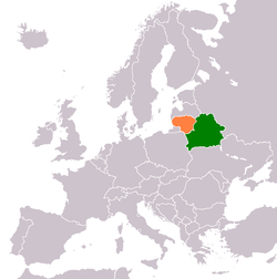 Haritada gösterilen yerlerde Belarus ve Lithuania