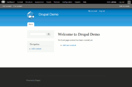 Drupalschermafbeelding 'Welkom' in Drupal 7