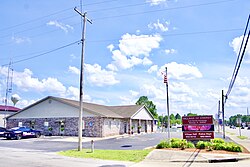 Village hall along Pershing Street (IL 148)