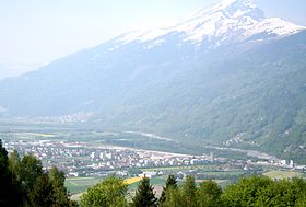 Blick auf Landquart gegen Süden und den Calanda