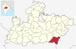 Location of Balaghat district in Madhya Pradesh