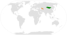 Location map for Mongolia and Uzbekistan.