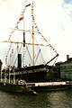 View of the SS Great Britain from the prow, decked with flags