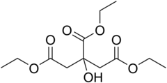 Structuurformule van tri-ethylcitraat