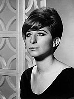 Black-and-white photo of Barbra Streisand in 1965.