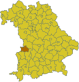 Lage des Landkreises Dillingen a.d.Donau in Bayern