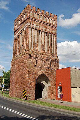 De voorzijde van de Bahnerpoort in Pyrzyce