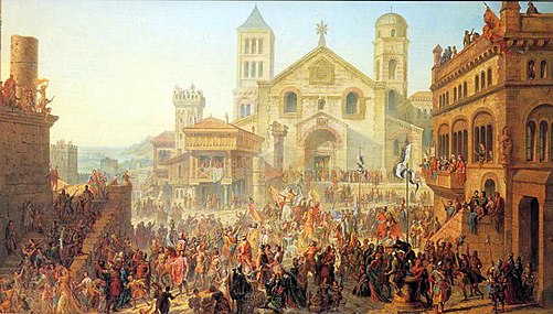 Election of Almobert as First Master Alderman in 1055, initiating the Republic of Metz