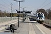 A Stockholm commuter train at Krigslida station in April 2019