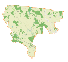 Mapa konturowa gminy Sępopol, u góry po prawej znajduje się punkt z opisem „Gaj”