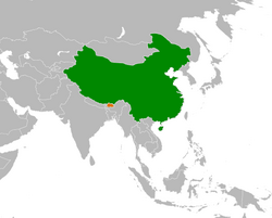 Map indicating locations of China and Bhutan