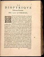 René Descartes'ın La dioptrique kitabının ilk sayfası