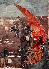 Charles A. Huttar likened Isengard to hell.[2] Medieval fresco of hell, St Nicholas in Raduil, Bulgaria