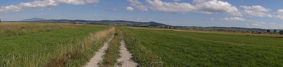 Panorama Kotliny Nowotarskiej w okolicach Czarnego Dunajca