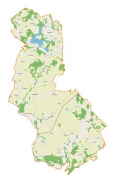 Mapa konturowa gminy Kozłowo, u góry po lewej znajduje się punkt z opisem „Browina”