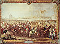 Yirmisekiz Mehmed Çelebi'nin 21 Mart 1721'de Tuileries Sarayı'ndan ayrılışı. Gobelin Fabrikası el işleme duvar halısı