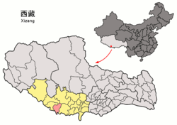 Location of Nyalam County within Tibet Autonomous Region