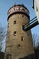 Batterieturm "Roter Turm", vor einer neu errichteten Schildmauer/Vorburg stehend, Mitte 16. Jh., Burgschloss Schloss Burgk, Thüringen