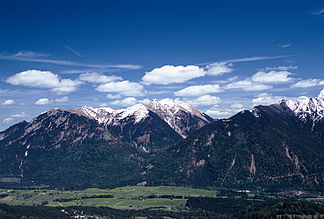 Blick vom Hohen Kranzberg bei Mittenwald auf die Soierngruppe